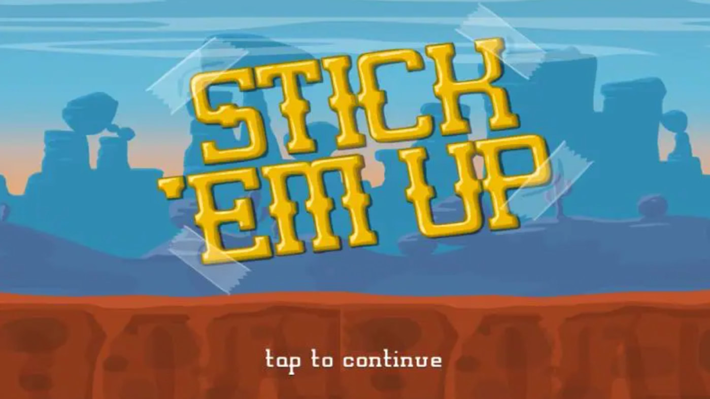 Stick 'em Up - Winner BAFTA YGD award. Colourful runner game in a Wild West setting. Jump, stick and roll. Blue skies in the background and dusty orange mountains. Made with GameMaker Studio. Music by Alastair Collins. Sound by Alastair Collins.