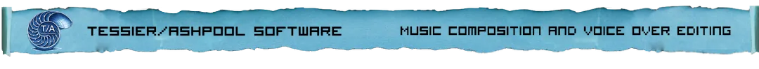 Blue Key Studios - Text, a blue key vertical on left and horizontal on the right of a sky blue parchament banner